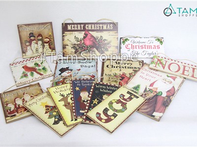 Tranh gỗ trang trí Giáng Sinh Vintage TGNOEL-01