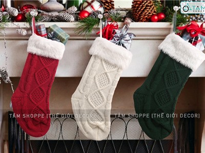 Vớ tất Noel bằng len trơn màu D50cm VOTAT-X-04