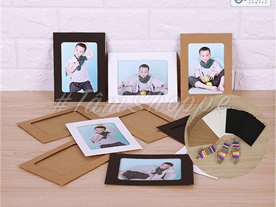 Bộ 10 kẹp gỗ khung ảnh giấy màu cơ bản kèm dây treo KGKG-01