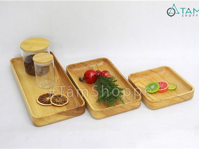 Khay gỗ nguyên khối hình chữ nhật KG-38