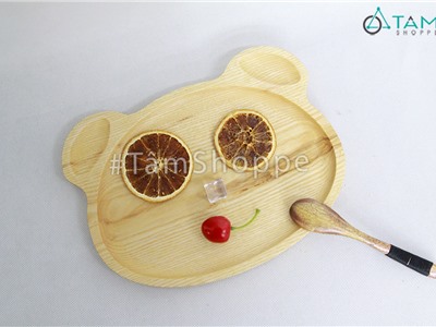 Dĩa gỗ hình mặt gấu xinh xắn DG-01