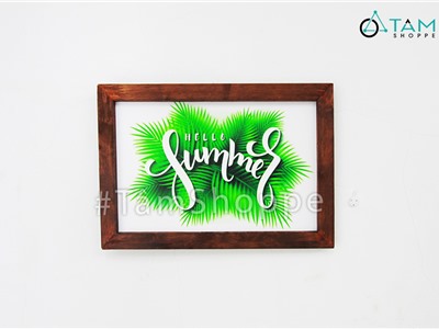 Tranh gỗ phong cách nhiệt đới Tropical Hello Summer tone xanh lá TRG-32