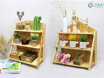 Kệ gỗ để bàn 03 tầng tháo lắp cơ động cao 45cm có tấm hậu W-KGĐB-01