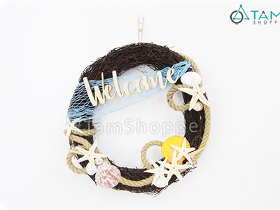 Vòng treo cửa dây rừng Welcome phong cách biển VTC-21
