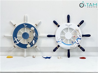 Bánh lái tàu trang trí đường kính 32,5cm [Gỗ ép - nhiều kiểu] BANHLAI-02