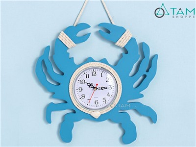 Đồng hồ treo tường hình con cua xanh biển [Gỗ - kèm pin] DONGHO-02