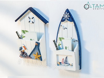 Hộp thư treo tường bằng gỗ phong cách biển HTHU-01