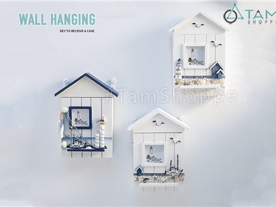 Tủ treo chìa khóa ngôi nhà gỗ phong cách biển MHNG-01