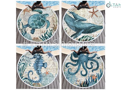 Thảm phong cách biển tròn tua rua THAM-01