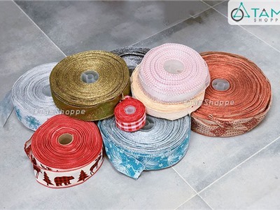 Ruy băng vải họa tiết bản to từ 5-10cm nhiều kiểu (Cuộn 3m) RB-05
