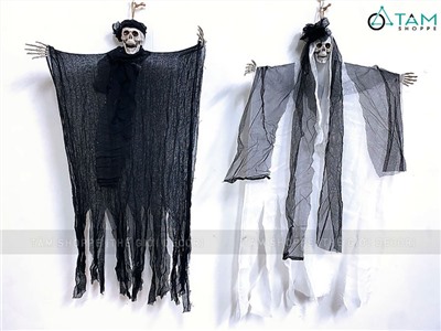 Con ma cô dâu chú rể trắng đen dài 70cm HLW-MAQUY-10