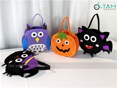 Giỏ xin kẹo Halloween vải nỉ 4 kiểu DIY tự lắp ráp [Cứng cáp - Ráp dễ] XINKEO-03