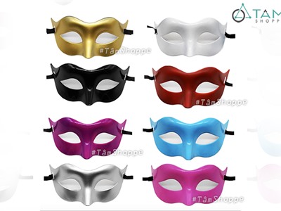 Mặt nạ dạ hội nửa mặt tai nhọn trơn màu đơn giản HLW-MN-32