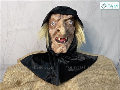 Mặt nạ phù thủy có tóc nón nhung đen (cao su) MATNA-105