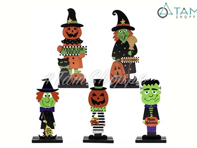 Standing hoạt hình Halloween bằng gỗ in màu lắp ghép HLW-MHG-01