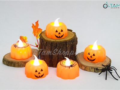 Nến điện tử hình bí ngô dạng tealight sẵn pin NEN-DT-05