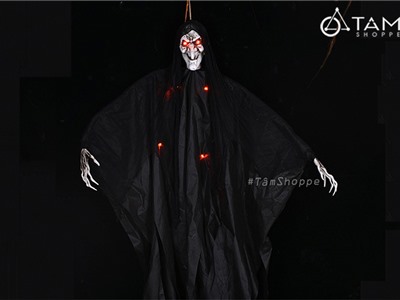 Phù thủy trang trí dang tay treo cỡ lớn có đèn Led HLW-PT-04 (tặng pin)