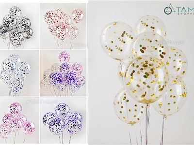 Set 05 bong bóng trang trí trong suốt hạt kim sa sang chảnh PA-BBCS-02