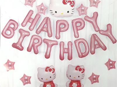 Bộ trang trí sinh nhật 2 mèo Kitty Hồng NO.8915
