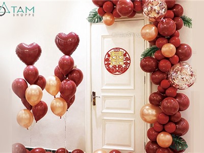 Bộ trang trí phòng cưới viền cửa dây bóng đỏ NO.5588