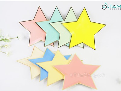 Đĩa giấy trang trí tiệc màu pastel ngôi sao (Set 08 cái) DG-05
