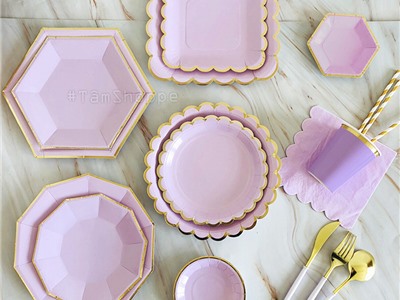 Set đồ giấy trang trí tiệc tông màu Tím nhạt SETDG-05