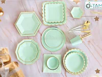 Set đồ giấy trang trí tiệc tông màu Xanh mint SETDG-07