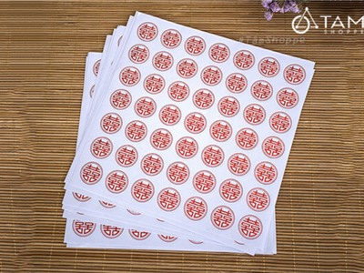 Set 196 tem dán chữ Hỷ nền trong suốt tròn ĐK2cm