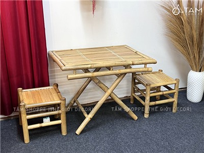 Bàn ghế tre hàng đẹp sơn keo loại 01 BANGHE-01