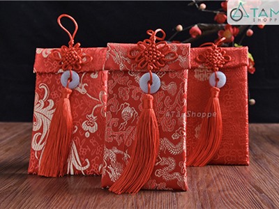 Bao lì xì đám cưới vải đỏ cao cấp