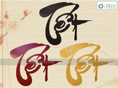 Chữ Tết thư pháp cỡ lớn bằng gỗ 60x72cm [Gỗ nhẹ - Màu sơn mờ] CHU-GO-06