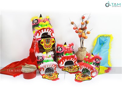 Đầu lân trang trí cỡ nhỏ & trung ĐK 20-25cm DAULAN-01