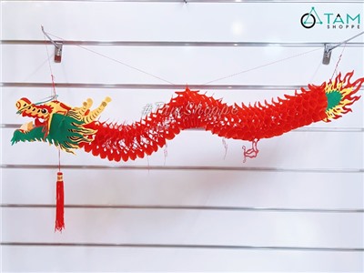 Lồng đèn con Rồng đỏ nilon đầu nhựa plastic dài 1m2 [Loại xịn - dày đẹp] LDEN-NILON-02