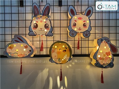 Lồng đèn thỏ ngọc DIY tự lắp ráp 5 kiểu [Dễ ráp - Kèm nút đèn Led] LDEN-GIAY-12