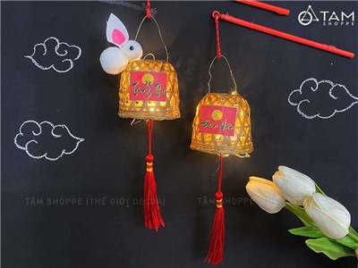 Lồng đèn tre con thỏ có đèn Led Trung thu - Đoàn viên LDEN-TRE-01