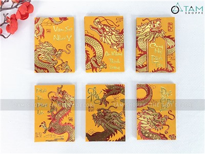 Xấp 06 bao lì xì Tết Rồng vàng ép kim mã YT3304 [Nửa tờ tiền - Được chọn kiểu] BAOLIXI-03-YT3304
