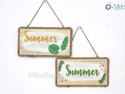 Bảng treo Summer Tropical viền dây thừng (tặng móc dán) BTCK-TPC-01
