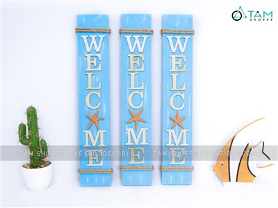 Bảng welcome chữ nhật đứng sao vàng chủ đề biển BTC-WEL-03