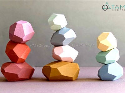 Set 10 viên gỗ đồ chơi xếp đá W-TOY-01