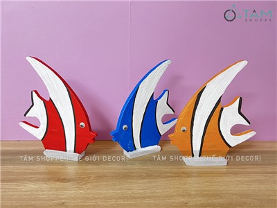 Cá gỗ decor để bàn - Cá thù lù 3 màu TCV-CA-01