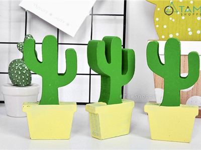 Chậu hoa nhỏ để bàn xương rồng gỗ W-CHĐB-101