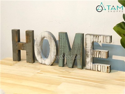 Chữ HOME gỗ Vintage Bắc Âu 15cm CHUCAI-G-02