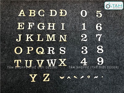 Chữ cái gỗ ván ép cao 5cm dày 3ly đầy đủ kí tự tiếng Việt và số CHUCAI-G-02