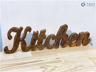 Chữ gỗ Kitchen màu nâu đen Rustic [Tự đứng - 15x53cm] CHU-GO-10