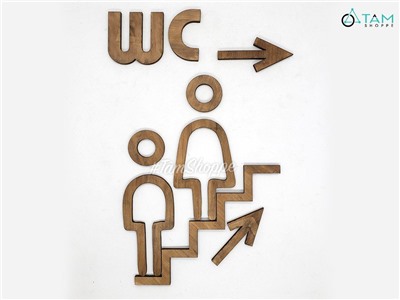 Chữ WC gỗ icon chỉ dẫn nhà vệ sinh Rustic đơn giản CHUCAI-G-01