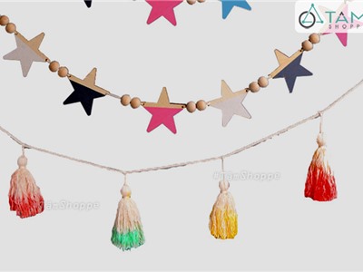 Dây treo trang trí hình sao tua rua D140cm W-DTTT-02