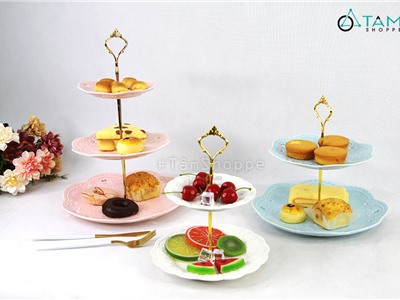 Khay đựng bánh cake stand bằng sứ nhiều tầng CSTAND-06