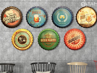 Tranh thiếc nắp chai bia trang trí Vintage Retro NC-01