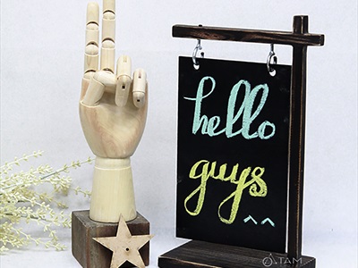 Standee bảng đen treo lệch viết phấn rustic để bàn 17x28cm [2 mặt - bảng tháo được] BANGDEN-06
