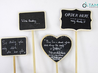Standee bảng đen viết phấn để bàn đế tròn chân cao 3 kiểu [Tháo lắp - cao 20cm] BANGDEN-09
